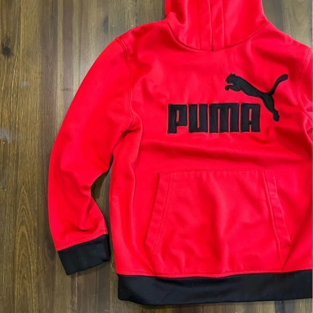 Puma Kids Hoodie Red and Black Fleece - Size S